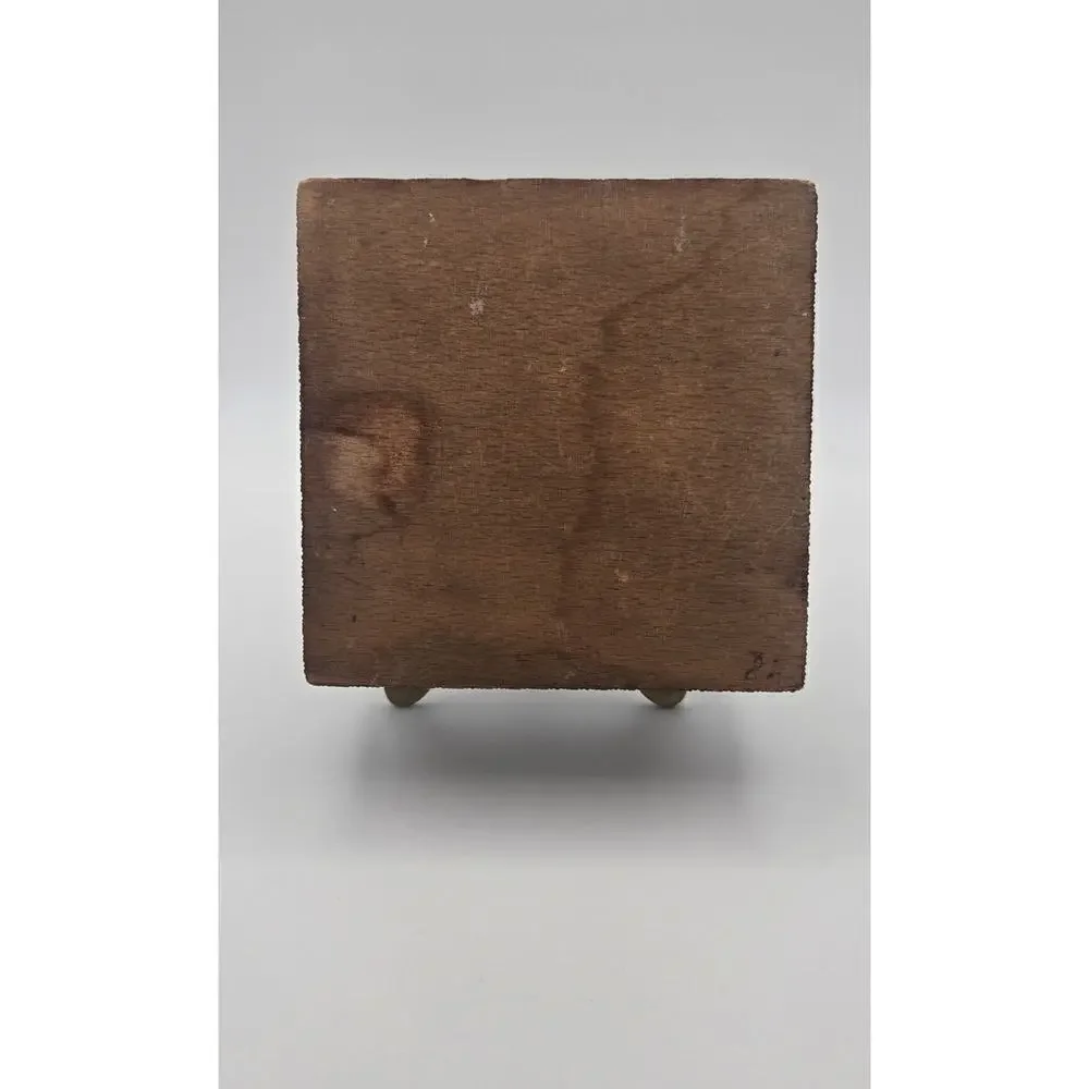 Vintage Wooden Pyrography Cigarette Box Pre-Loved